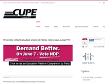 Tablet Screenshot of cupe997.ca